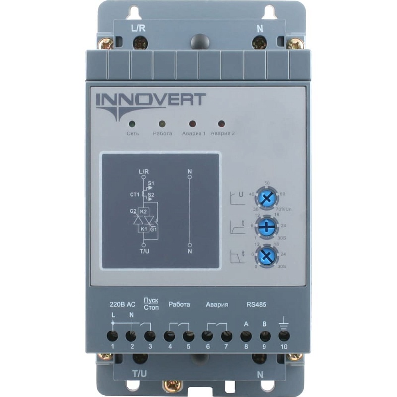 Устройство плавного пуска INNOVERT номинальный ток 20 а, питание управления 24в dc, rs-485 SSD402D21E